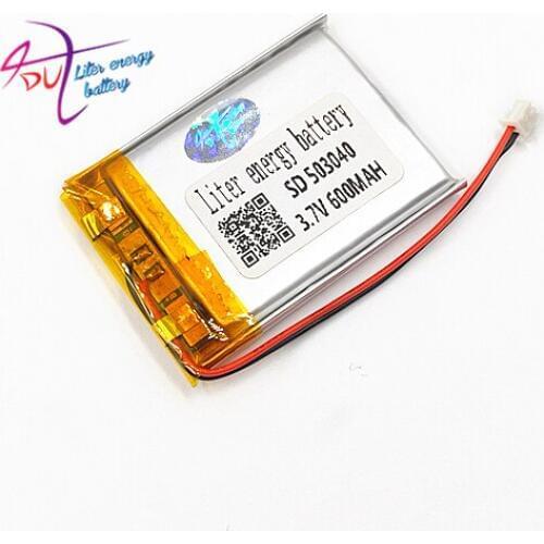 JST 1.25mm 2pin 10 pcs 3.7V 600mAh battery 503040 Lithium Polymer Rechargeable Battery For Mp3 DVD Camera GPS PSP bluetooth