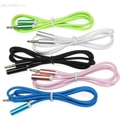 300pcs/lot 3.5mm Jack male TO 3.5mm Female braid Aux Extension Cable Audio Cable Headphone Extension Cable Cord for Computer