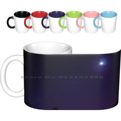 Lunar Light Ceramic Mugs Coffee Cups Milk Tea Mug Moon Night Night Sky Nature Luna Lunar Star Stars Evening Trees Tree Light