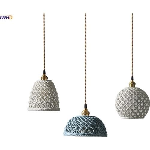 IWHD Japan Style Ceramic LED Pendant Lights Fxitures Cafe Bedroom Living Room Light Copper Nordic Modern Pendant Lamp Lighting