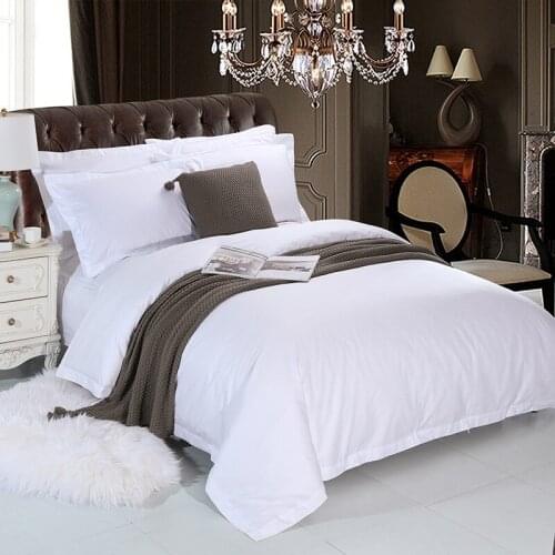 Hotel/Home 4pcs Bedding Set Pure Cotton Goods 60x40s/60x60s Thread Pure White Satin Four Piece Sheet Quilt Cover Pillow Case X2