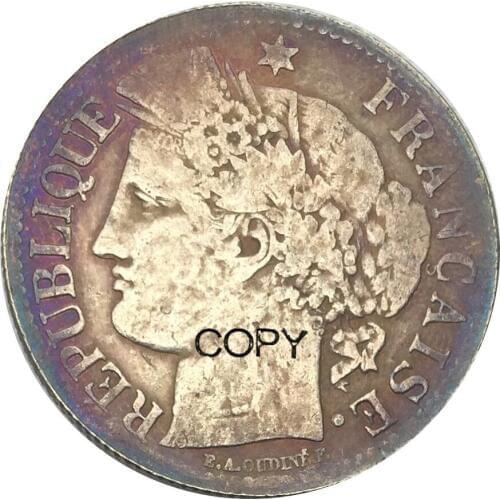 France 1871 A 2 Francs Cupronickel Silver Plated Copy Coins