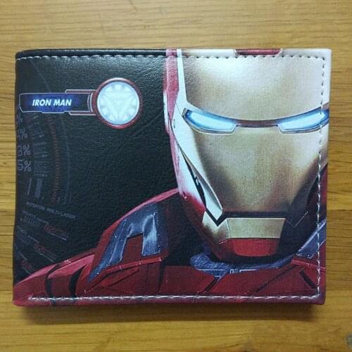 Disney Marvel Avengers Iron Man Spider-Man Give Boys Birthday Gifts Anime Cartoon Short Two-fold Wallet Wallet