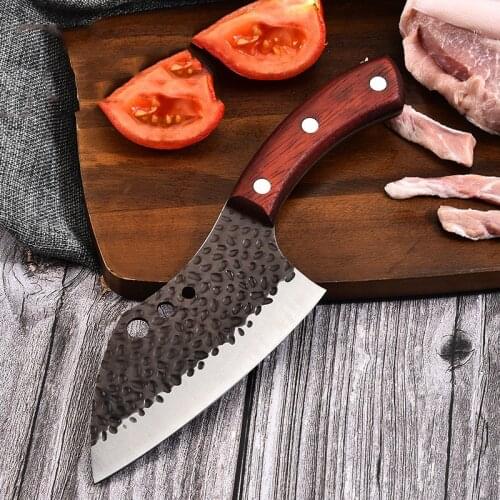 Forged Chef Kitchen Knife Stainless Steel Meat Vegetables Fish Knife Wood Handle Boning Butcher Cleaver Knife Cooking Tools
