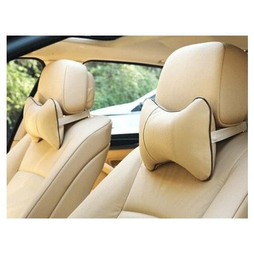 Leather Car Neck Pillow 2 Pcs (White)