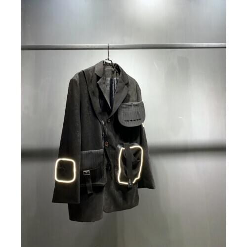 Owen Seak Men Jacket Coat Gothic Style Womens Clothing Autumn Spring Japan Patchwork Suit High Street Oversized Black Outwear