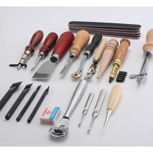 DIY Professional Leather Tools Kit Stitching Punch Sewing Carft Tool Carving Craft Saddle Working Groover for Hand Accessories