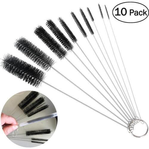 10pcs Nylon Tube Brushes Straw Set For Drinking Straws / Glasses / Keyboards / Jewelry Cleaning Brushes Clean Tools A45