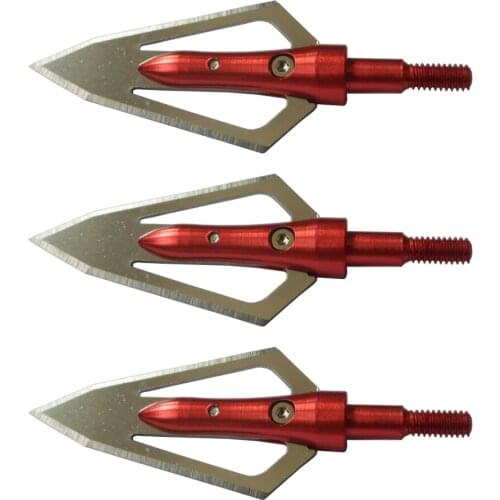 3Pcs Stainless Steel Flat Broadheads 100 Grain Screw Thread Archery Arrowhead for Crossbow Hunting