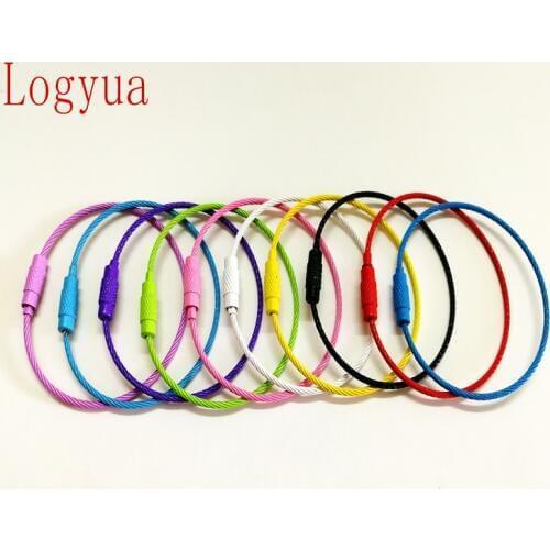 New 2017 Baking Paint Stainless Steel Wire Keychain Cable Rope Keyring Different Colors Car Key Chain Rings Holder 50Pcs/Lot