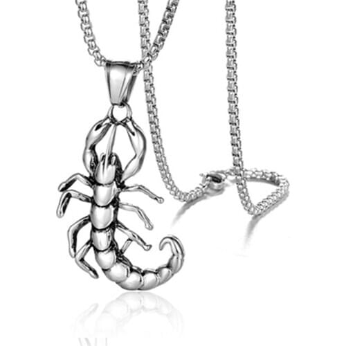 New Punk Scorpio Scorpion Pendant Necklace For Men/Women Silver Color Stainless Steel Necklaces Male Fashion Jewelry Gift 2020