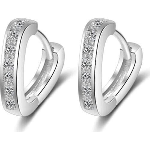 New hot personality temperament wild V shape single row crystal female models silver plated ear rings YE038