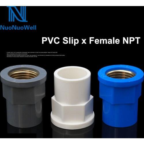 NuoNuoWell 20/25/32mm PVC Female Adapter Socket x Brass Female NPT Thread Straight Connector New