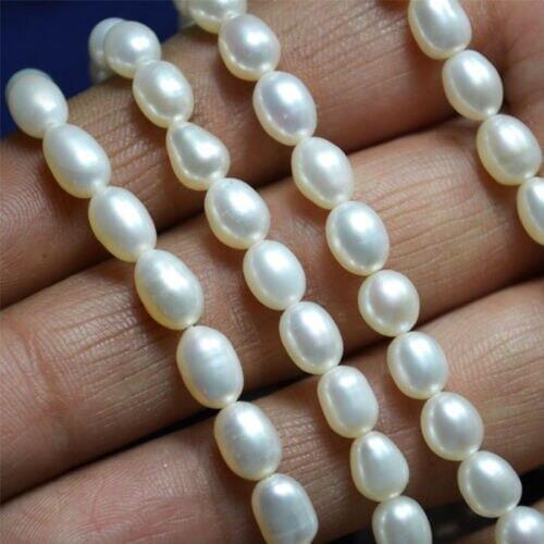 Wholesale 5Strand Natural Fresh Water Pearl Beads 7-8 mm AA Pearl loose beads 15"