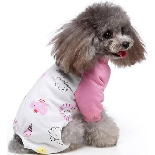 Cartoon Printed Small Dogs Pajamas Puppy Dog Clothes Jumpsuit Coat For Chihuahua Pomeranian Dogs