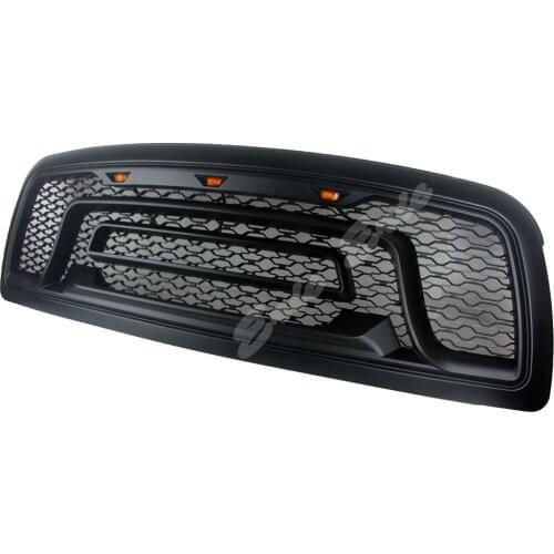 Raptor Style Replacement Front Mesh Grille with LED Light fit for Dodge Ram 1500 2009-2012 Matte Black