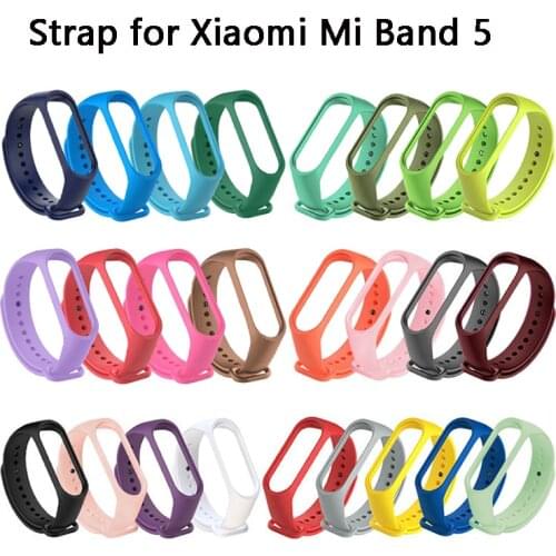 Strap For Xiaomi Mi Band 5 Silicone Wristband Bracelet Replacement For Xiaomi Band 5 MiBand 5 Wrist Color Soft Strap Accessories