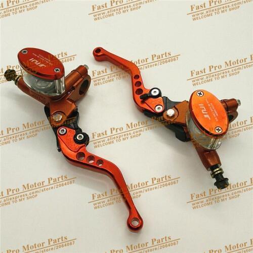 Hydraulic Brake Lever Left and Right for Electric motorcycle scooter CNC aluminum 5 adjuster lever M10 oil hose Orange colour