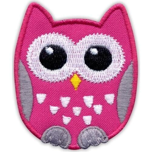 DIY pink owl Embroidered PATCH/BADGE