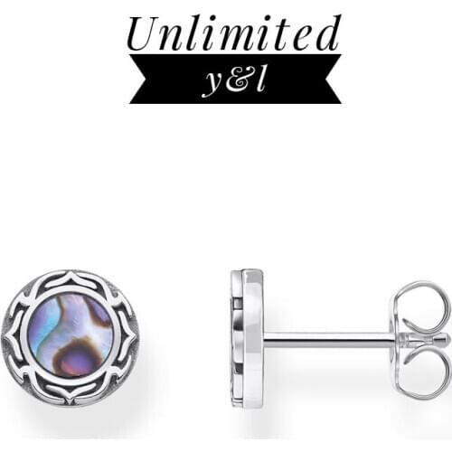 Moter of Pearl Round Stud Earrings 925 Sterling Silver Ear Stud Thomas Boho Abalone Jewelry for Women Men 2020 New Arrival Gifts