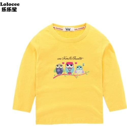 Owl Family Kids T Shirt Cartoon Prints Childrens Clothes Girls Cute Owl Long Sleeve T Shirts New Spring Casual Tops