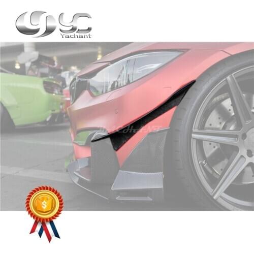 Car-Styling Carbon Fiber Front Bumper Canards Fit For 2014-2019 F80 M3 F82 F83 M4 MAD Style Front Bumper Canards