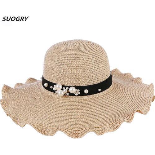 SUOGRY 2018 New Straw Hat Ms. UV Foldable Large Hat Outing Vacation Beach Hat Sun Protection Sun Hat
