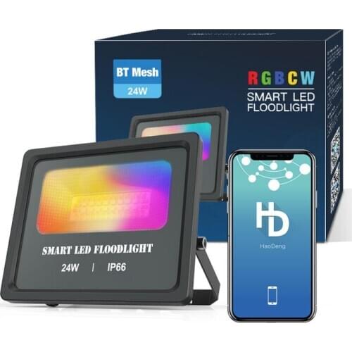 Smart LED Floodlight Outdoor Light RGB 24W Bluetooth APP Group Control IP66 Garden Waterproof Color Changing Spotlight Hot