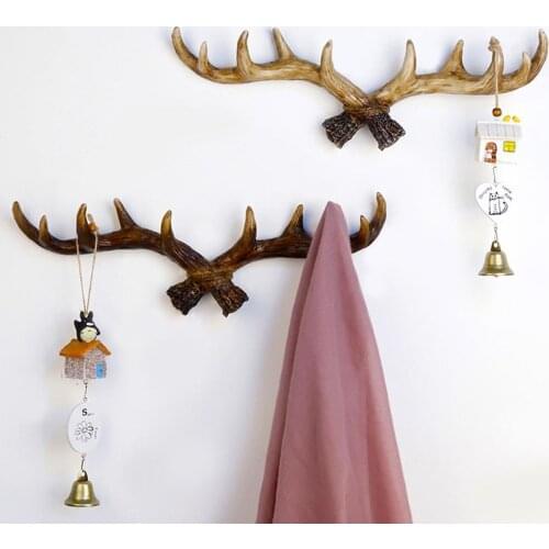 Vintage American Style Antler Shaped Wall Hanging Coat Rack Creative Key Hook For Clothing Store Porch Door Wall Decoration