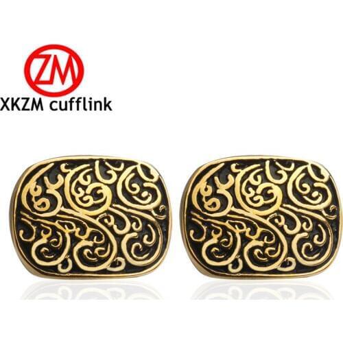 High Quality French enamel Style gold Vintage pattern Cufflinks Mens Shirt Brand suit Cuff Buttons Top sale Cuff Links Jewelry