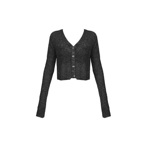 Ruibbit Spring Autumn New Women Gothic Knitting Harajuku Punk Loose Vintage Cardigan Single Breasted V-Collar Long Sleeve Top