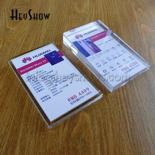 10 Pcs Acrylic Phone Price Tag Holder Tablet Price label Display Stand Commodity Price Display Base Transparent For Retail Shop