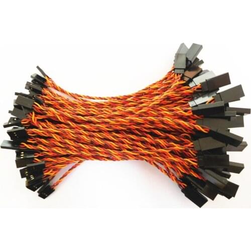 100Pcs 26AWG Male to Female JR Futaba Plug Servo Twisted Extension Lead Wire Cable 10cm/15cm/20cm/30cm/45cm/60cm/75cm/100cm