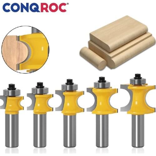 5 Pieces 12mm Straight Shank Bull Nose Router Bits Set with Bearing Woodworking Milling Cutters Kit