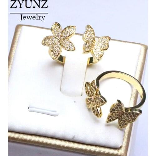 5PCS, Crystal Zircon Butterfly Ring for Women Princess Luxury Flower Rings Jewelry Fashion Party Birthday Gifts
