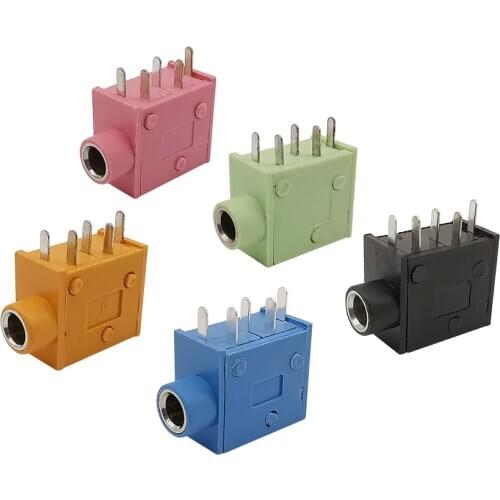 5Pcs PJ-325 3.5 mm Headphone Jack PJ325 3.5mm 5Pin Stereo Female Socket Audio Earphone Connector Blue/Black/Pink/Green/Orange