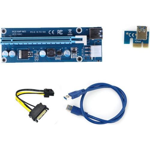 30cm/60cm USB 3.0 PCIe 1x to 16x PCI Express Extender Riser Card with SATA 15pin to 6pin power cable for bitcoin mining BTC