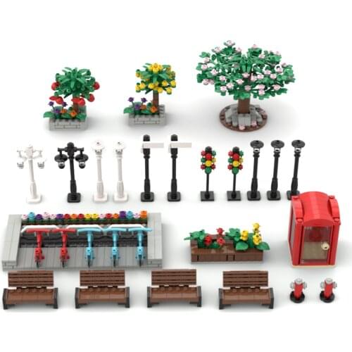 705+Pcs MOC Urban Street View Series Small Particle Building Blocks Model Set Assembly Toy
