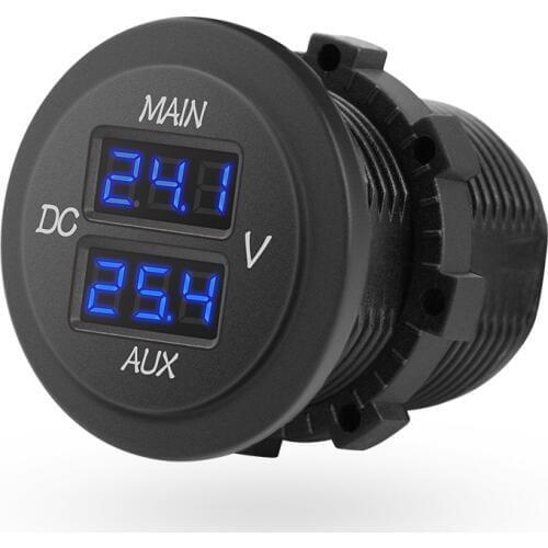 DC 12V-24V Waterproof Dual Blue LED Voltmeter main Battery Monitor Voltage Gauge for RV MarineTruck SUV Car Camper Caravan
