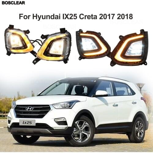 2PCS For Hyundai IX25 Creta 2017 2018 LED DRL Daylights Auto Dimming Foglamps 12V Car Headlight Daytime Running Light