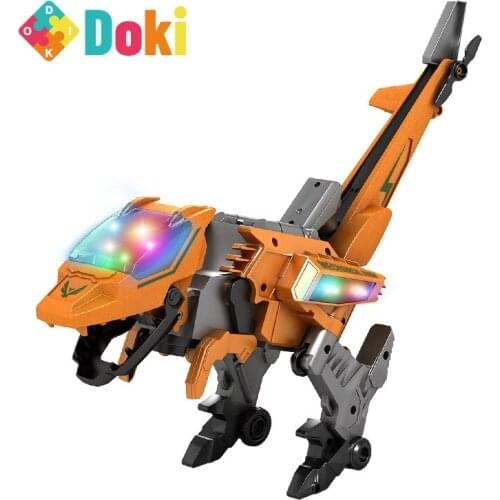 Doki Toy Electric Deformation Plane Dinosaur Toys With Music Lights Children Toy Dinosaur New Popular 2021