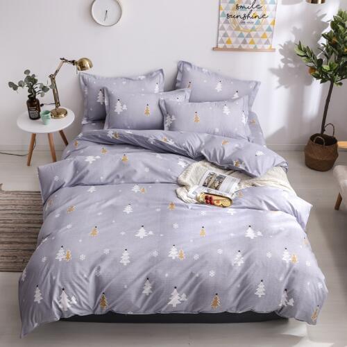 Home Textile Christmas Tree gray Duvet Cover Pillowcase Flat Bed Sheets Girl Kid Child Teen Bedding Set Full Queen bedclothes