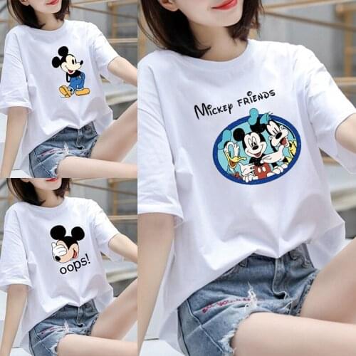 Disney new student girl style cotton cartoon short sleeve t-shirt female Mickey cartoon big size loose