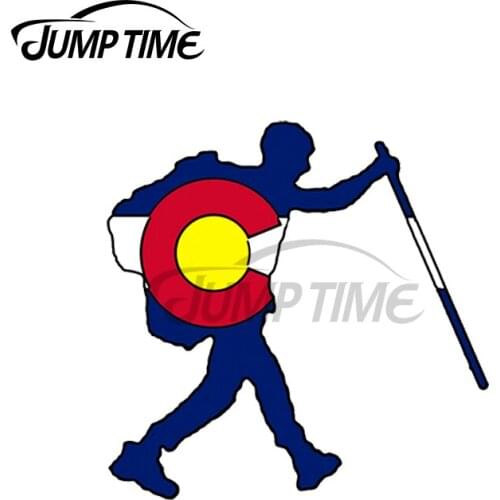 JumpTime 13 x 5.9cm For Colorado Flag Mountain Hiker Decal Windshield Refrigerator Bumper Car Stickers Personality Decoration