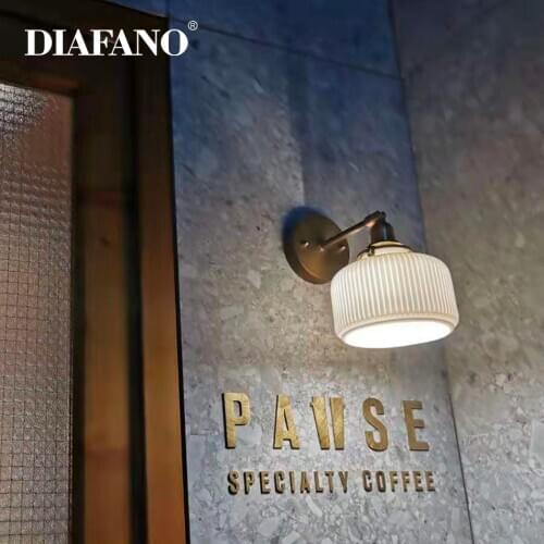Nordic Ceramic LED Wall Light Bathroom Mirror Bedroom Modern Japanese Style Vintage Wall Lamp Sconce LED Wand Lamp Lighting
