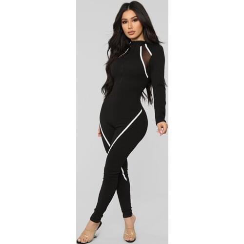 Long Sleeve Jumpsuit Fitness Clothing Sports Overalls Mesh Gym Workout Clothes for Women Sportswear Yoga Wear Black Blue