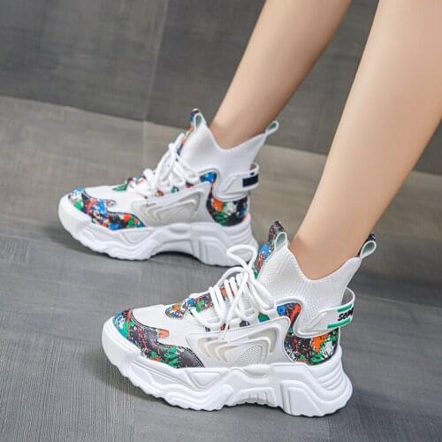 Colorful Dad Shoes Womens 2021 summer New Mesh Thin Breathable Thick Bottom Height Increasing Casual Sneakers