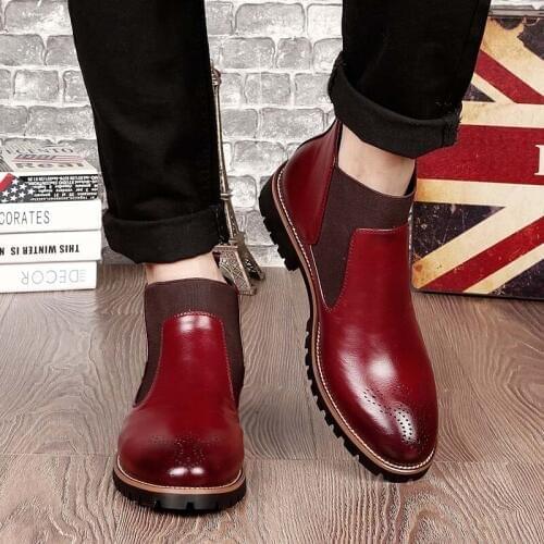 Masorini Newest PU Leather Chelsea Boots Men Ankle Boots Slip-On Black/Brown/Wine Red British Style Free Shipping Shoes WW-225