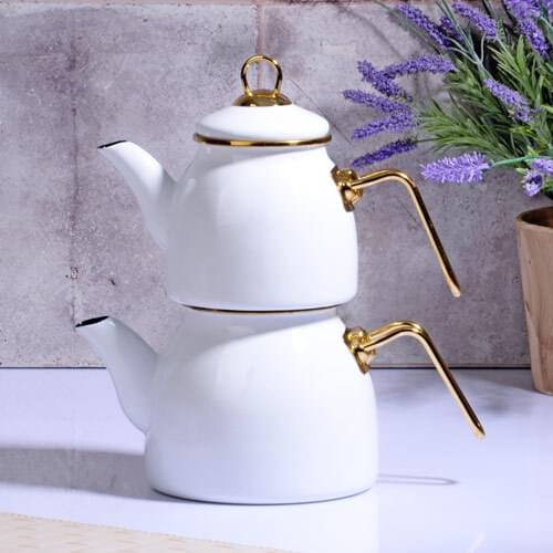 Elite Class Enamel Teapot Set in Blue White Black Green Cream Red Colors Stylish and Sturdy Suitable for Kitchen Office Home Use