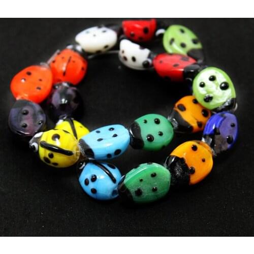 New arrival 20pcs/lot 9X13mm Mix-color Lampwork Ladybug Glass Beads For DIY Hand Craft Making Garment Sewing Supplies